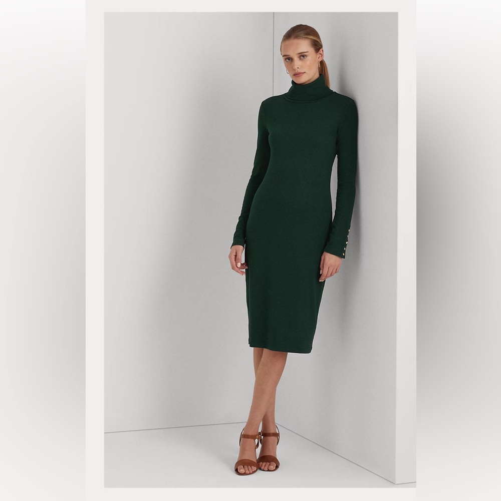 Lauren Ralph Lauren Cotton-Blend Turtleneck Dress